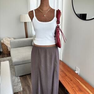 2000s Vintage Norton McNaughton Petites Brown Polka Dot Maxi Skirt Size PL Large